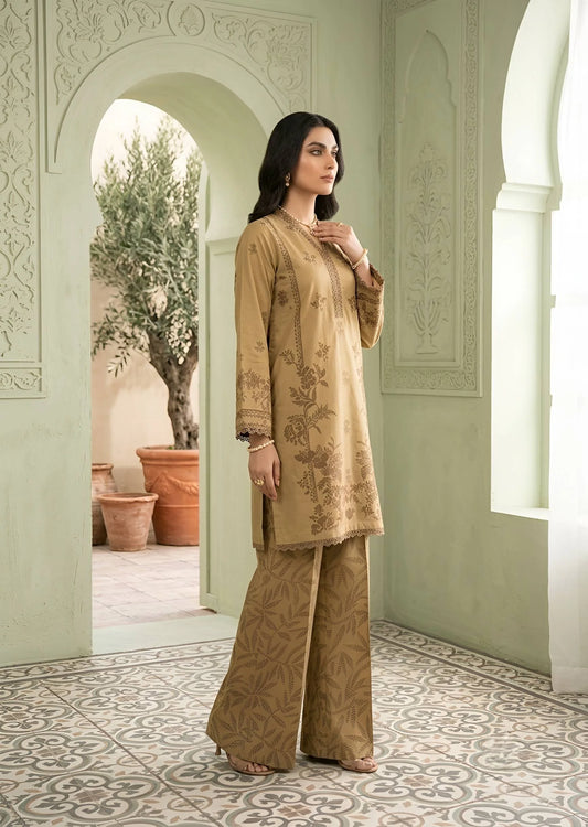 Camel Brown Printed Cotton kurta set