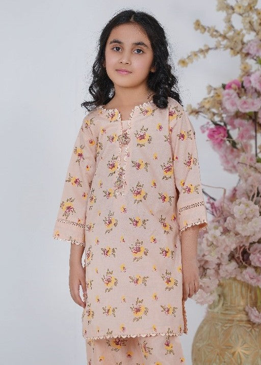Peach Printed Suit
