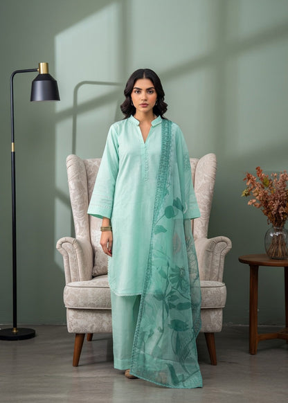 Solid Suit with Monotone Floral Dupatta