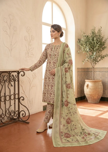 Floral Printed arabic lawn 3-Piece Kurta Set with Dupatta