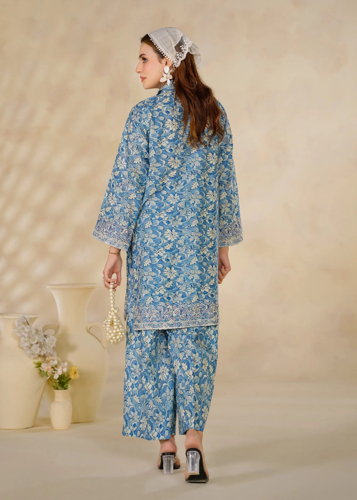 Blue Floral Printed 2-Piece Cotton Co-Ord Set