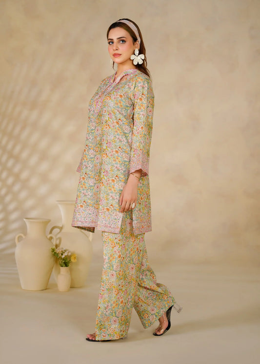 Floral Printed Lawn Kurta with Shalwar - 2 Piece Set