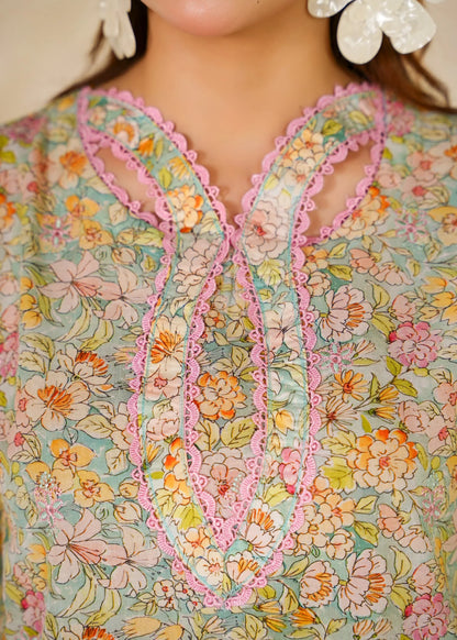 Floral Printed Lawn Kurta with Shalwar - 2 Piece Set