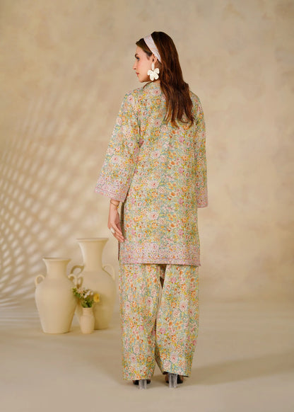Floral Printed Lawn Kurta with Shalwar - 2 Piece Set