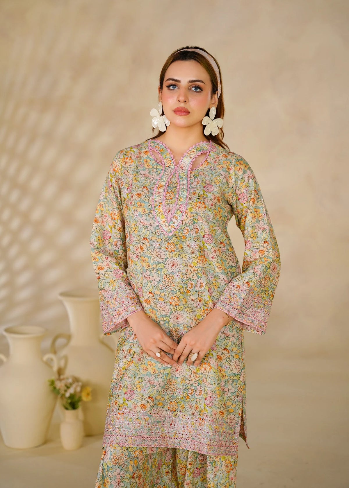 Floral Printed Lawn Kurta with Shalwar - 2 Piece Set