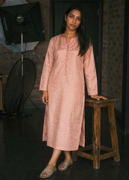 Peach Raw Silk Kurta with capri