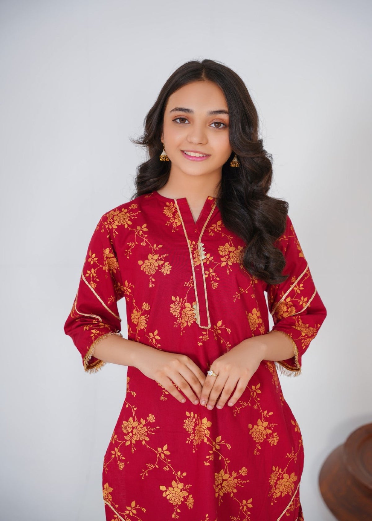 Maroon Printed Suit