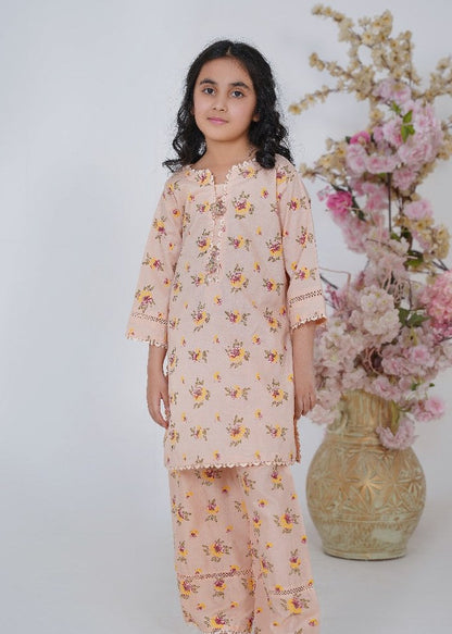 Peach Printed Suit