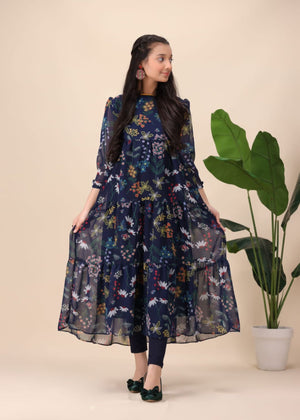 Midnight Bloom Tiered Maxi
