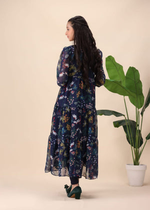 Midnight Bloom Tiered Maxi